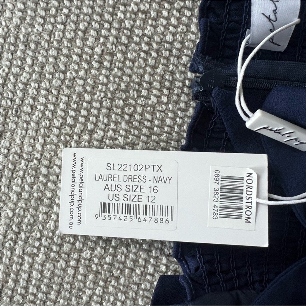 NWT Petal & Pup Navy Midi Dress with Slit And Ties - Picture 6 of 6